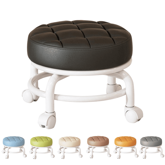 Sahpxhe Step Stool Low Stool with Castor Wheeled for Home,360° Rolling Lightweight Plastic Mobile Seat,Multi-Use for Shoe Changing,Sewing,Diy Black