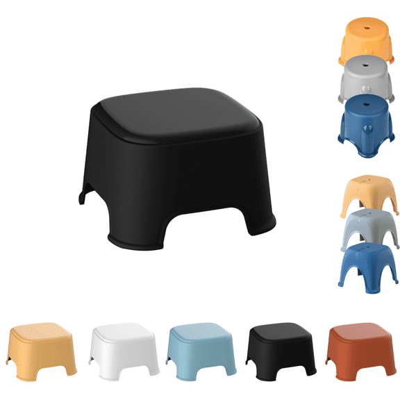Sahpxhe Step Stool Plastic Mini Stool with Non-Slip Base,Stackable Small Home Footrest,Moisture-Proof Low Bathroom Porch Step Stool for Changing Shoes Black