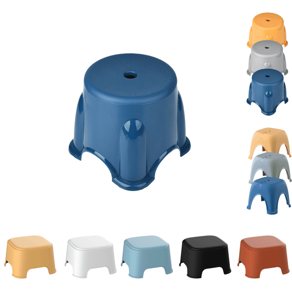 Sahpxhe Step Stool Plastic Mini Stool with Non-Slip Base,Stackable Small Home Footrest,Moisture-Proof Low Bathroom Porch Step Stool for Changing Shoes Blue-A