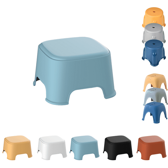 Sahpxhe Step Stool Plastic Mini Stool with Non-Slip Base,Stackable Small Home Footrest,Moisture-Proof Low Bathroom Porch Step Stool for Changing Shoes Blue-B