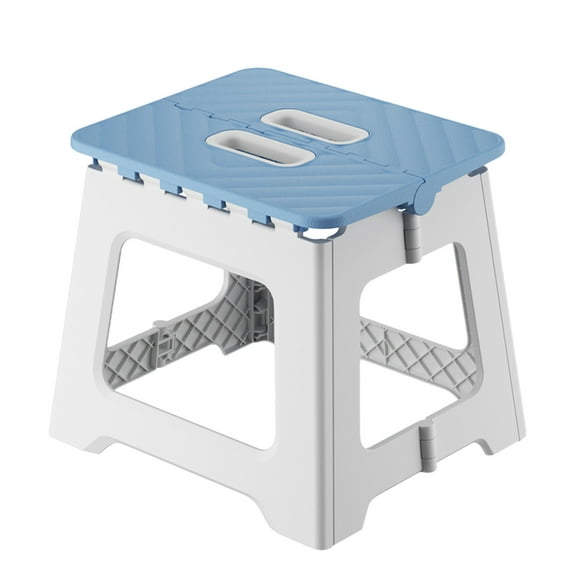 Sahpxhe Step Stool Portable Small Step Stool Foldable,Lightweight Plastic Low Camping Seat with -Slip Base,Easy to Store in Car Trunk,Under Bed Blue
