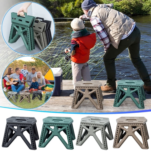 Sahpxhe Step Stool Portable Step Stool Foldable,Camping Chair Collapsible Stool,Lightweight Home Footrest with Non-Slip Base and Handle,11x9.1x7.9in,Gray
