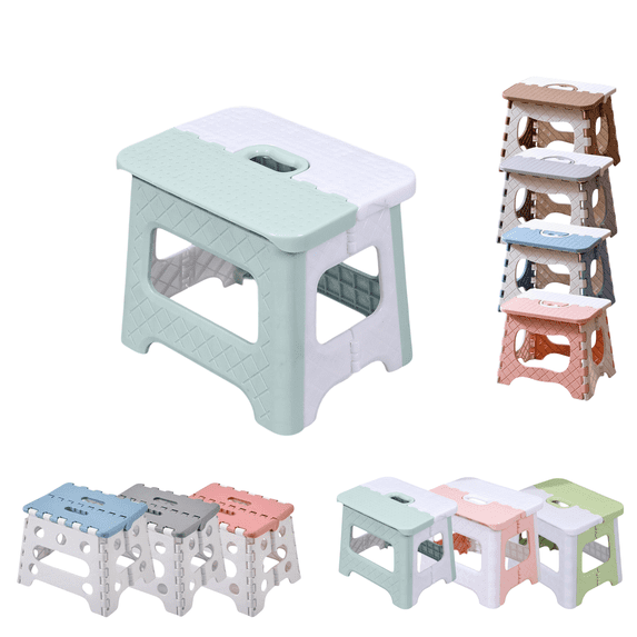 Sahpxhe Step Stool Portable Step Stool Foldablel with Non-Slip Check Pattern,Compact Plastic Camping Fishing Chair,Lightweight for Bathroom,Outdoor Blue-C