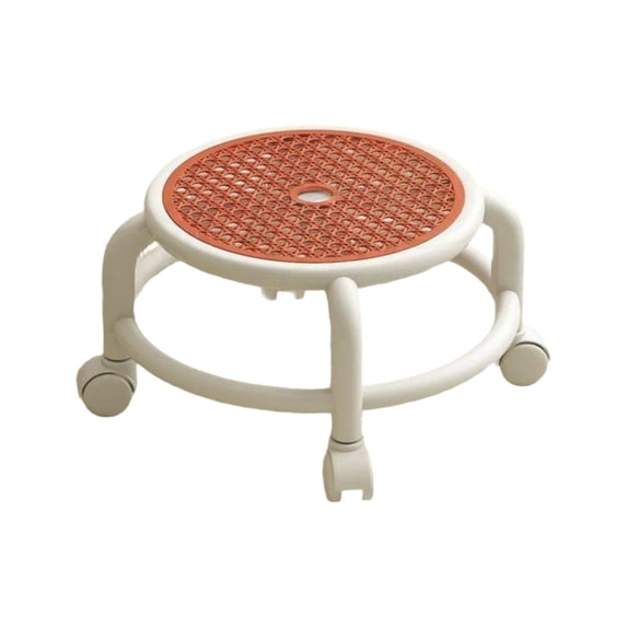 Sahpxhe Step Stool Rolling Low Stool with 360°Swivel Caster Wheels,Breathable Ergonomic Cushion Seat,Portable for Outdoor Travel,Home Use Orange