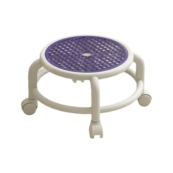 Sahpxhe Step Stool Rolling Low Stool with 360°Swivel Caster Wheels,Breathable Ergonomic Cushion Seat,Portable for Outdoor Travel,Home Use Purple