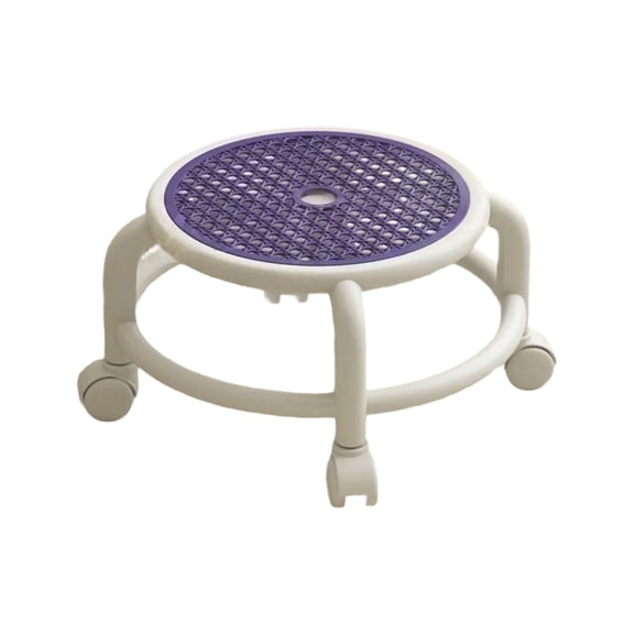 Sahpxhe Step Stool Rolling Low Stool with 360°Swivel Caster Wheels,Breathable Ergonomic Cushion Seat,Portable for Outdoor Travel,Home Use Purple