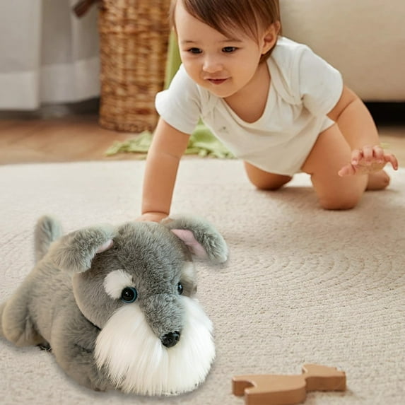 Sahpxhe Stuffed Animals Schnauzer Puppy Plush Toys Soft and Comfort Dog Plush Toy Home Decoration Cuddly Animal Plush Gift for Birthday Christmas 11.82 Inches Multicolor