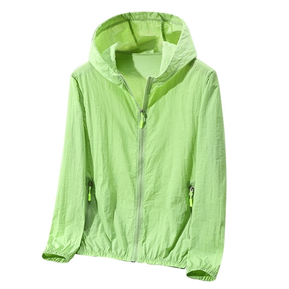 Sahpxhe Sun Protection Jackets for Men Casual Loose Lightweight Athletic Hoodie with Zipper Pockets for Running Fishing Green XXL