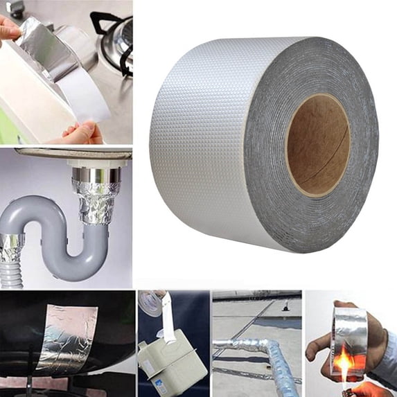 Sahpxhe Super Waterproof Adhesive Tapes,Butyl Rubber Aluminum Foil Tape,High Tack Cold Weather Adhesive,Seals Gaps Joints for Hvac,Roofing,Pipes,Auto Gray-7.87X196.85in