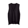 thumbnail image 1 of Sahpxhe Sweater Vest Women Sleeveless V Neck Knit Pullover Top Soft Lightweight Sweater Side Slit Hem Layering Piece for Fall Coffee Free Size, 1 of 6