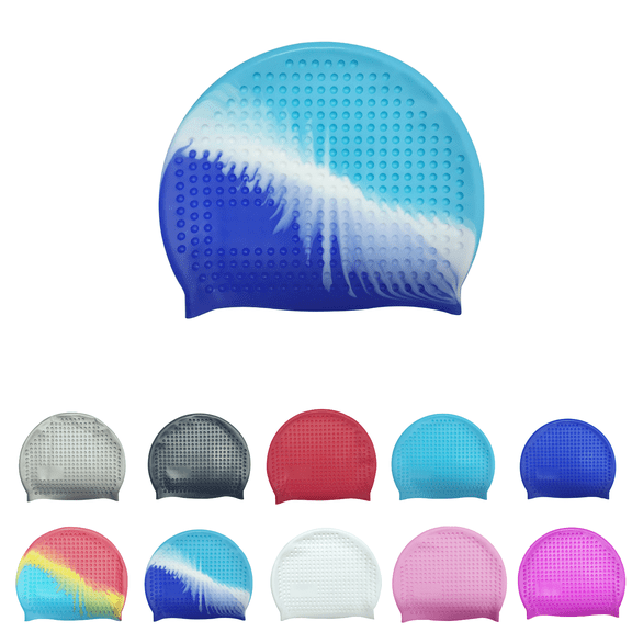 Sahpxhe Swim Cap Adult Silicone Swimming Cap with 3D Stereo Design, Non-Slip Water-Tight Fit with Ear Coverage for Comfortable Pool Training and Hair Protection A