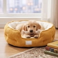 thumbnail image 1 of Sahpxhe Washable Dog Bed, Winter Warm Comfortable Round Deep Sleep Plush Pet Bed With Raised Rim For Small Medium Dogs, 1 of 6