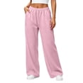 thumbnail image 1 of Sahpxhe Wide Leg Sweatpants Women High Waist Loose Straight Leg Baggy Trousers Casual Comfy Workout Pants for Gym Streetwear Pink XXL, 1 of 7