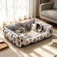thumbnail image 1 of Sahpxhe Winter Dog Bed, Rectangular High Bolster Warm Plush Pet Bed With Cartoon Animal Print For Indoor Cats And Small Medium Dogs, 1 of 6