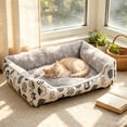 thumbnail image 1 of Sahpxhe Winter Dog Bed, Rectangular High Bolster Warm Plush Pet Bed With Cartoon Animal Print For Indoor Cats And Small Medium Dogs, 1 of 6