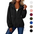 thumbnail image 1 of Sahpxhe Women Waterproof Zip Up Jacket Hooded Long Sleeve Drawstring Lightweight Windbreaker Jacket for Sport Travel Black S, 1 of 10