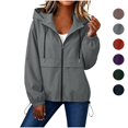 thumbnail image 1 of Sahpxhe Women Waterproof Zip Up Jacket Hooded Long Sleeve Drawstring Lightweight Windbreaker Jacket for Sport Travel Dark Gray XL, 1 of 10