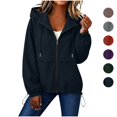 thumbnail image 1 of Sahpxhe Women Waterproof Zip Up Jacket Hooded Long Sleeve Drawstring Lightweight Windbreaker Jacket for Sport Travel Navy L, 1 of 10
