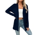 thumbnail image 1 of Sahpxhe Women's Cardigans Mid Length Open Front Long Sleeve Loose Fit Casual Outerwear with Pockets Classic Soft Cardigan Tops Navy M, 1 of 2