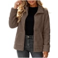 thumbnail image 1 of Sahpxhe Women's Fleece Jacket Full Zip Collared Long Sleeve Casual Sherpa Coat Fuzzy Athleisure Warm Clothes Brown XXL, 1 of 6
