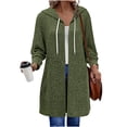 thumbnail image 1 of Sahpxhe Women's Long Cardigan Sweaters Oversized Hooded Drawstring Open Front Layering Tops Casual Cozy Ribbed Knit for Fall Army Green L, 1 of 3