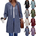 thumbnail image 1 of Sahpxhe Women's Long Cardigan Sweaters Oversized Hooded Drawstring Open Front Layering Tops Casual Cozy Ribbed Knit for Fall Navy S, 1 of 9
