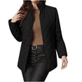 thumbnail image 1 of Sahpxhe Women's Quilted Jackets Mid-Length Full Zip Stand Collar Long Sleeve Lightweight Warm Coat Outerwear Puffer Jackets Black M, 1 of 9