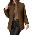 thumbnail image 1 of Sahpxhe Women's Quilted Jackets Mid-Length Full Zip Stand Collar Long Sleeve Lightweight Warm Coat Outerwear Puffer Jackets Brown XL, 1 of 9