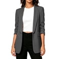 thumbnail image 1 of Sahpxhe Womens Blazer Open Front Ruched 3/4 Sleeve Shawl Collar Blazer Casual Business Long Suit Jacket with Lining Dark Gray XXL, 1 of 8