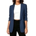 thumbnail image 1 of Sahpxhe Womens Blazer Open Front Ruched 3/4 Sleeve Shawl Collar Blazer Casual Business Long Suit Jacket with Lining Navy XXXL, 1 of 8