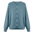 thumbnail image 1 of Sahpxhe Womens Cardigan Sweaters Crew Neck Button down Long Sleeve Sweater Relaxed Fit Casual Trendy Knit Tops Light Blue M, 1 of 5