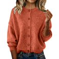 thumbnail image 1 of Sahpxhe Womens Cardigan Sweaters Crew Neck Button down Long Sleeve Sweater Relaxed Fit Casual Trendy Knit Tops Orange L, 1 of 6