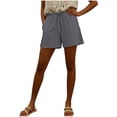 thumbnail image 1 of Sahpxhe Womens Cotton Linen Shorts High Elastic Waist Lace Shorts with Pockets Drawstring Casual Trendy Summer Vacation Shorts Gray L, 1 of 6