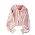 thumbnail image 1 of Sahpxhe Womens Cropped Cardigan Sweaters Hooded Long Sleeve Button down Knit Sweater Coat Soft Oversized Fall Casual Tops Pink XL, 1 of 6