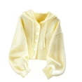 thumbnail image 1 of Sahpxhe Womens Cropped Cardigan Sweaters Hooded Long Sleeve Button down Knit Sweater Coat Soft Oversized Fall Casual Tops Yellow S, 1 of 6