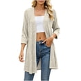 thumbnail image 1 of Sahpxhe Womens Mid-Length Cardigan Sweaters 3/4 Sleeve Open Front Oversized Knit Cardigan Soft Casual Layering Piece Beige S, 1 of 3