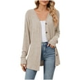 thumbnail image 1 of Sahpxhe Womens Mid-Length Cardigan Sweaters Long Sleeve Button Front Oversized Knit Cardigan Soft Casual Layering Piece Khaki XL, 1 of 7