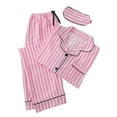 thumbnail image 1 of Sahpxhe Womens Striped Pajamas Sets Long Sleeve and Pants Sleepwear with Matching Patch 3 Piece Button Down Pjs Lounge Set Pink XL, 1 of 9