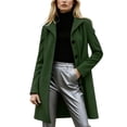 thumbnail image 1 of Sahpxhe Womens Trench Coat Wool Blend Lapel Single Breasted Long Sleeve Overcoat Work Office Classic Winter Outerwear Army Green L, 1 of 8