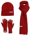 thumbnail image 1 of Sahpxhe Womens Winter Beanie Scarf Gloves Set Warm 3 In 1 Ribbed Knit Set Hat Long Scarf Full Finger Gloves Cold Weather Outdoorwear Red Free Size, 1 of 3