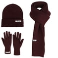 thumbnail image 1 of Sahpxhe Womens Winter Beanie Scarf Gloves Set Warm 3 In 1 Ribbed Knit Set Hat Long Scarf Full Finger Gloves Cold Weather Outdoorwear Wine Free Size, 1 of 2