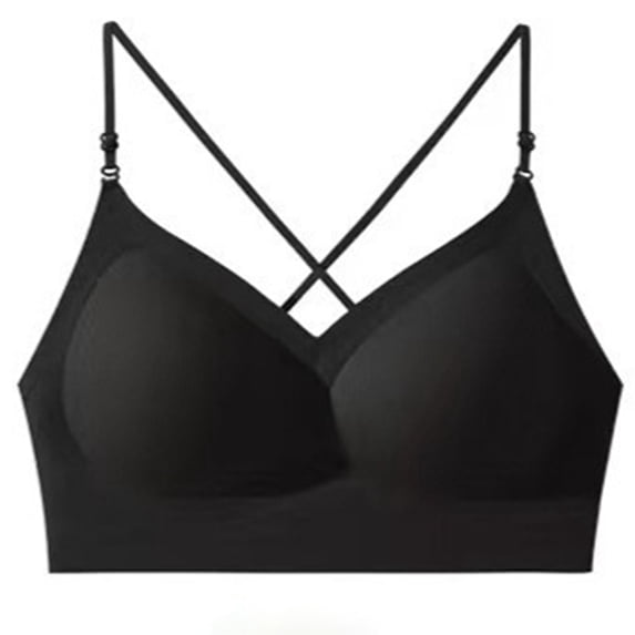 Sahpxhe Womens Wireless Bras Removable Spaghetti Straps Crisscross Back ...