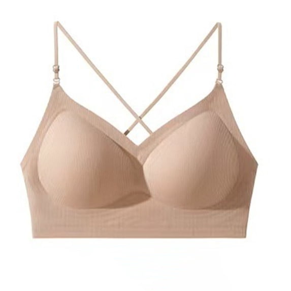 Sahpxhe Womens Wireless Bras Removable Spaghetti Straps Crisscross Back ...