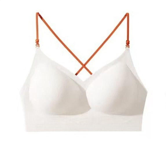 Sahpxhe Womens Wireless Bras Removable Spaghetti Straps Crisscross Back ...