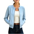 thumbnail image 1 of Sahpxhe Womens Zip up Jackets Ribbed Crew Neck Long Sleeve Relaxed Fit Sweat Jacket Casual Cozy Outdoor Fall Tops Light Blue S, 1 of 9
