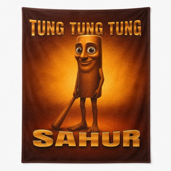 Sahur Meme Fleece Blanket, 280 GSM Polyester Throw for Sofa or Living Room