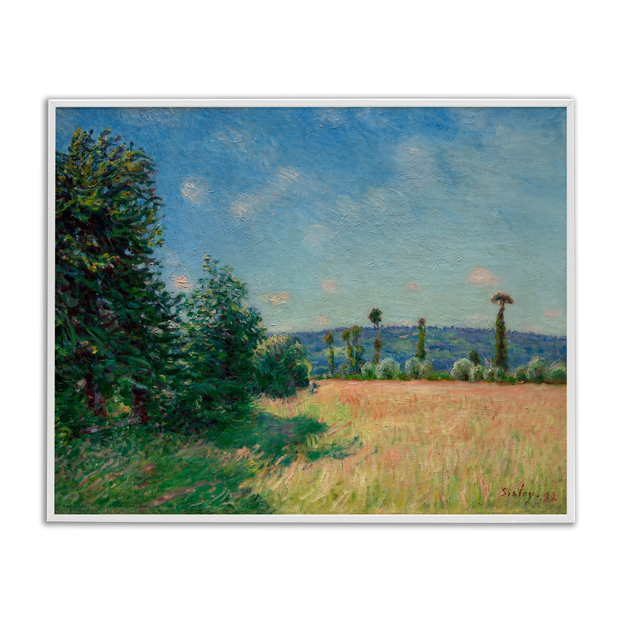 Sahurs Meadows in Morning Sun White Framed Giclee Art, design by Alfred Sisley
