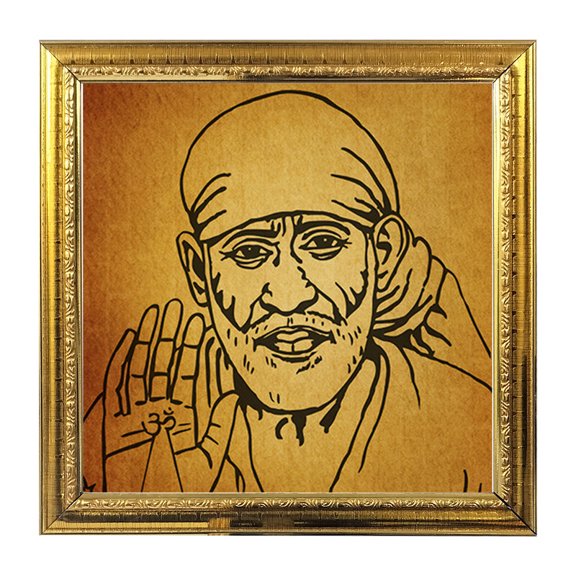 Sai Baba India God Idol Photo Frame for Pooja Hindu Bhagwan Devi Devta Photo Frame Wall Decor Puja Temple Photo Frame 5.4 in