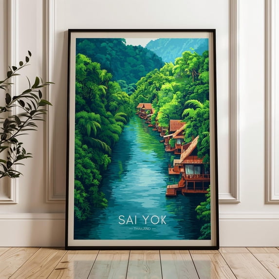 Sai Yok Thailand River Floating Hotel Jungle Wall Art Poster - Walmart.com