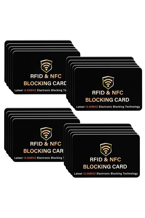 20 Pack RFID Blocking Card, One Card Protects Entire Wallet Purse, NFC Contactless Bank Debit Credit Card Protector ID ATM Guard Card Blocker-(Black) Y101